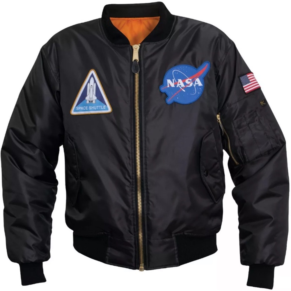 NASA Jacket MA-1 Flight Jacket Black Space Agency Bomber Jacket Rothco Puff NWT